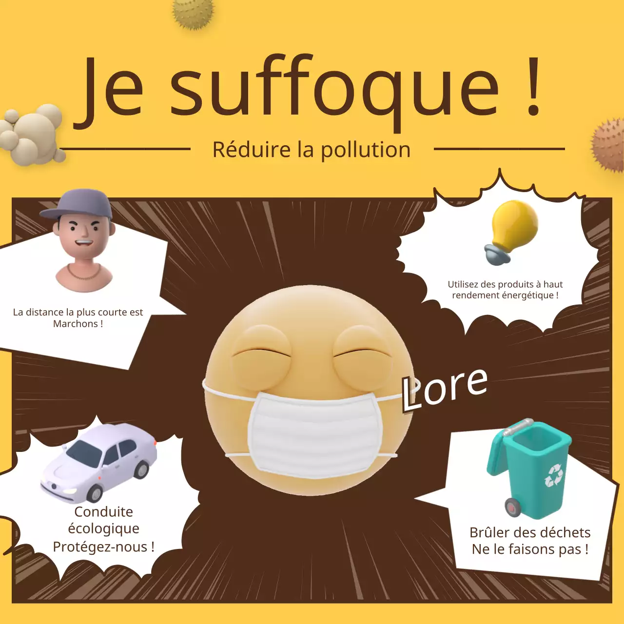 Comment réduire les poussières fines dans un dessin animé Concept d'illustration 3D