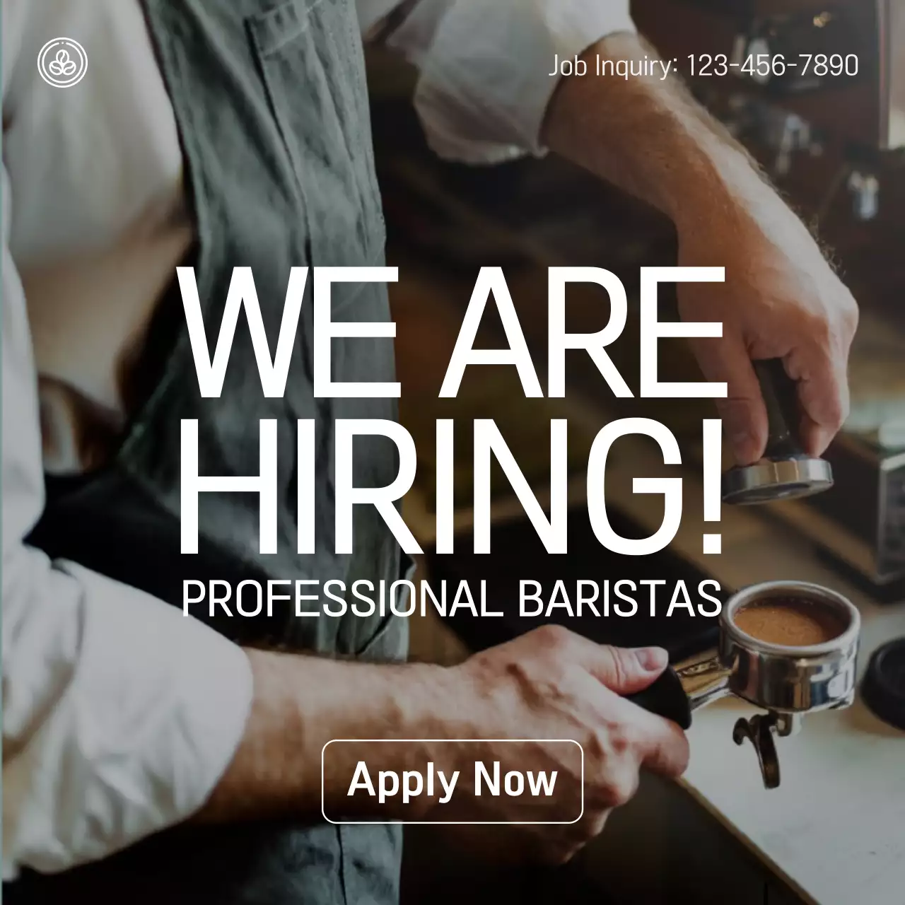 Grey Professional Barista Recruitment Social Media Post
