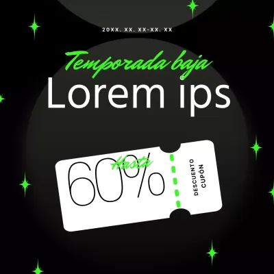 Promocione un cupón de rebajas de temporada moderno y kitsch en blanco y negro con colores neón