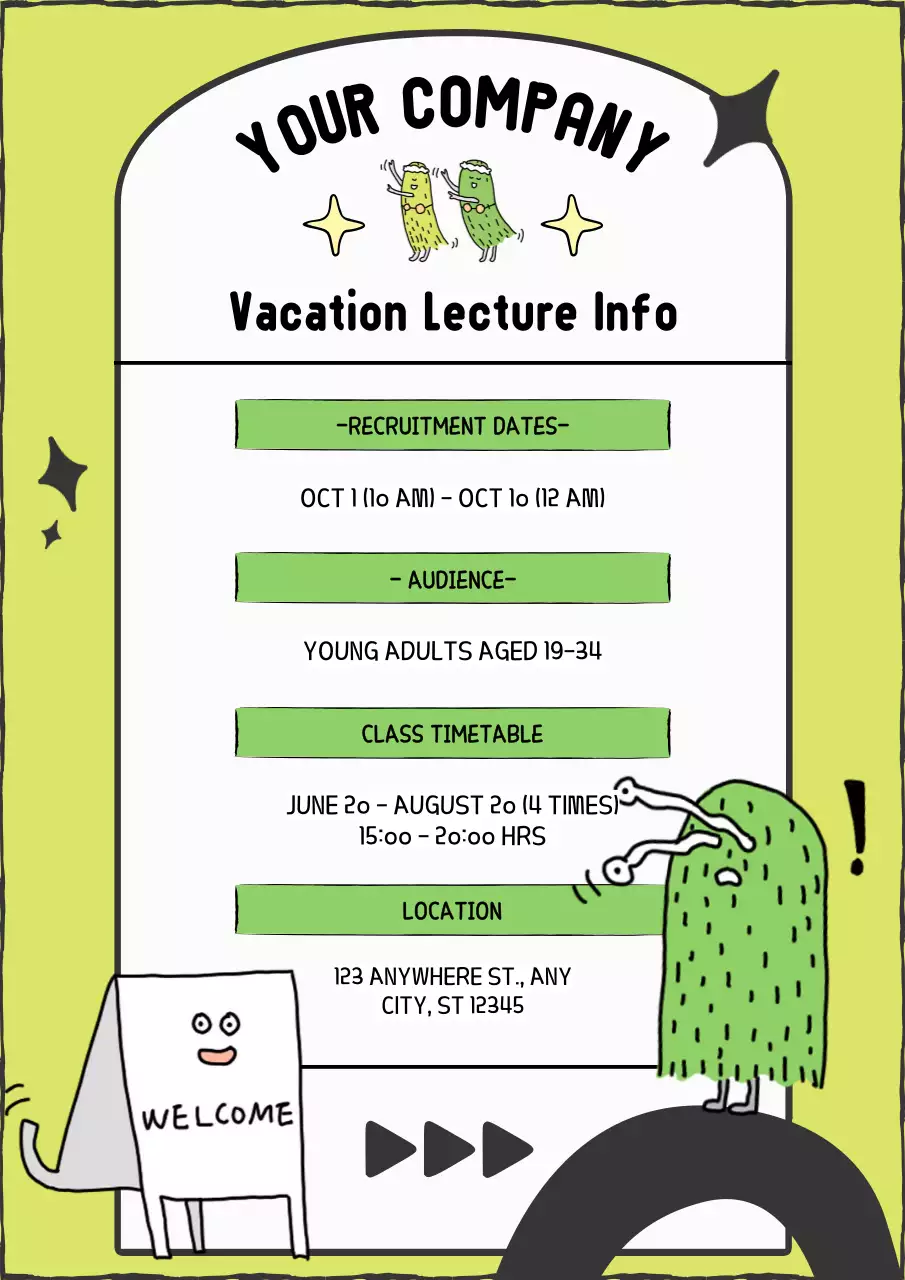Green Quirky Lecture Announcement Poster