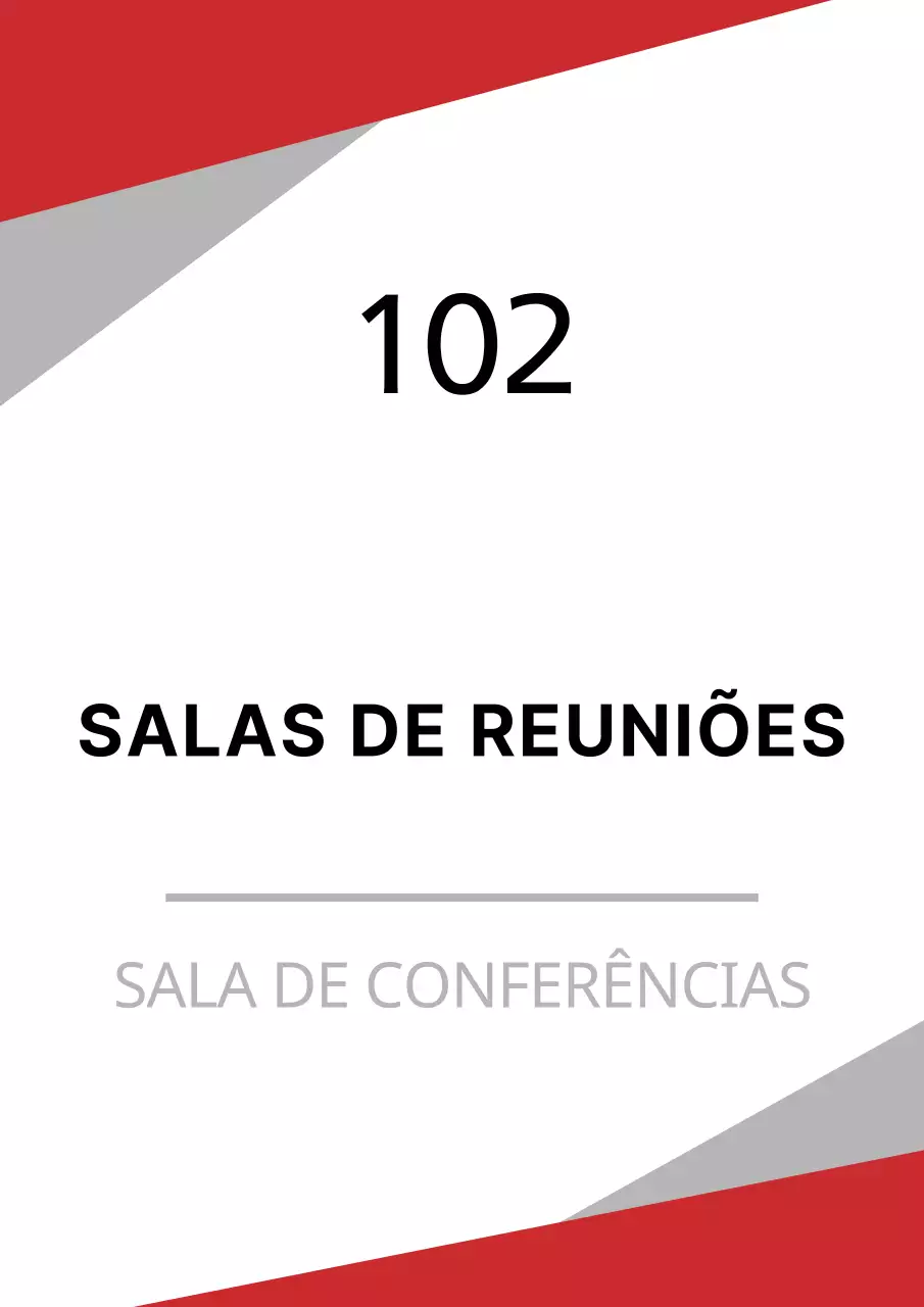 Conceito simples de sinalética interior para escritório em vermelho e preto
