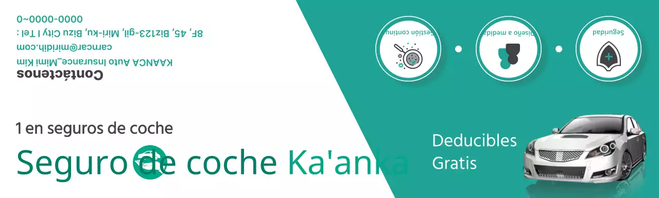 Promocionar el seguro de automóvil con fotos y pictogramas de coches en turquesa y blanco