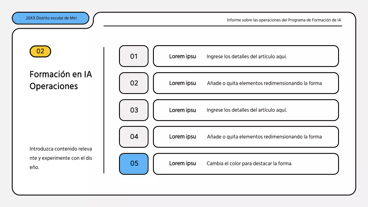 Kit de presentación de informes de formación en azul y amarillo