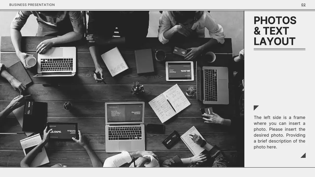 Monotone gray and black for a simple business presentation