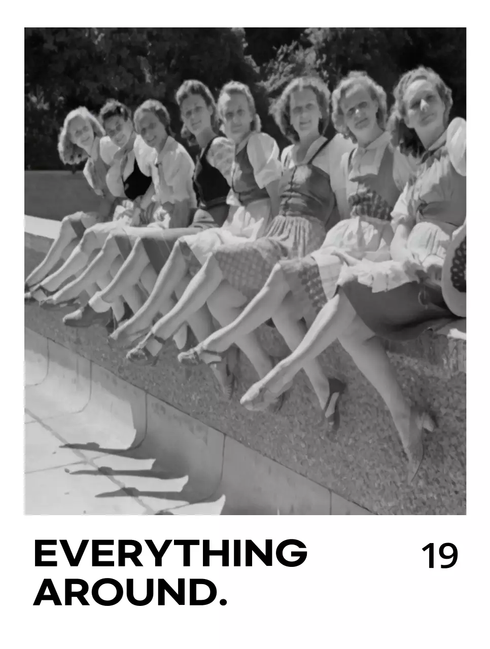 Merchandise with black and white vintage photos and English text