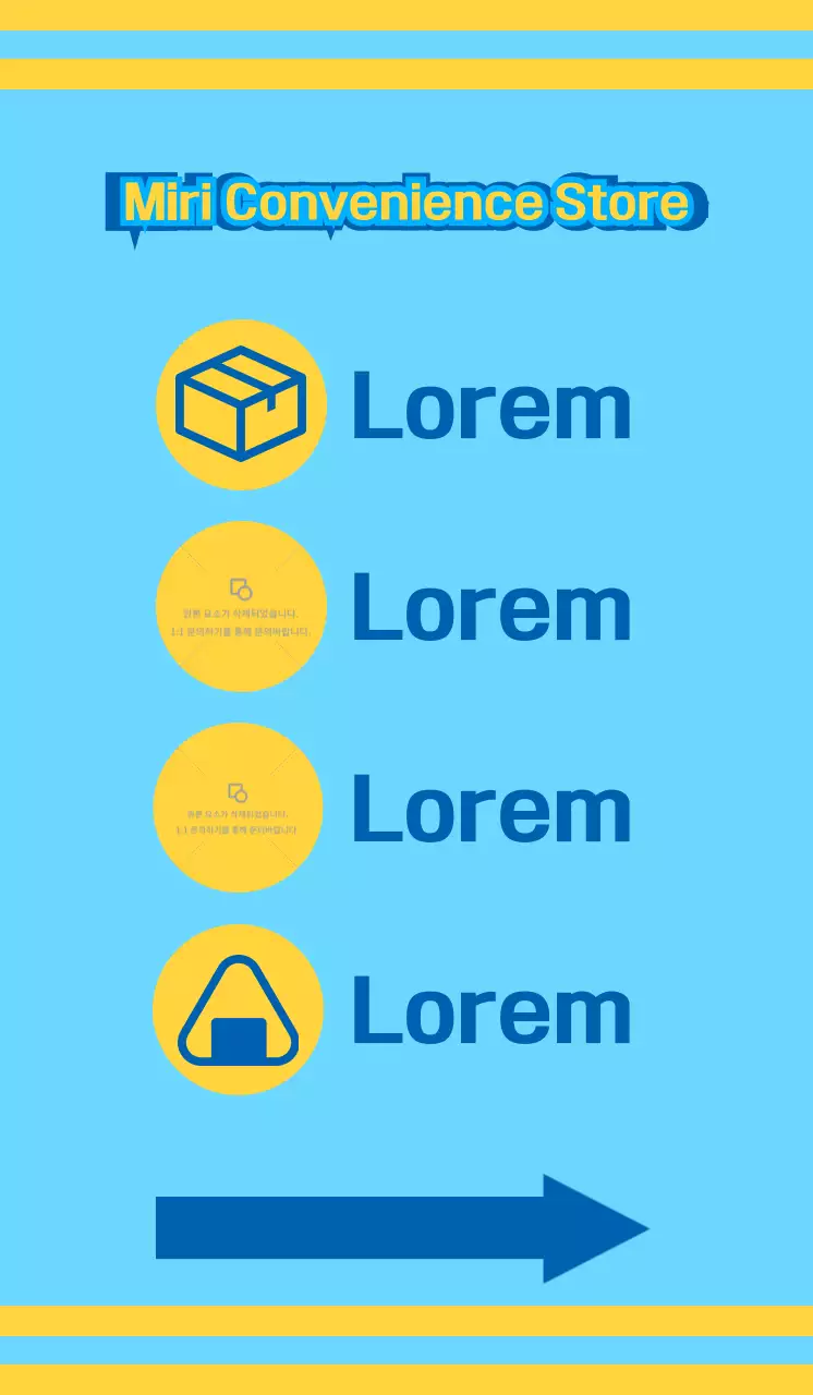 A convenience store with blue and yellow icons promoting its various services.