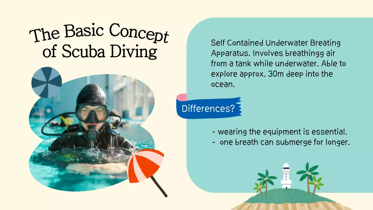 베이지색 심플 스쿠버 가이드 프레젠테이션