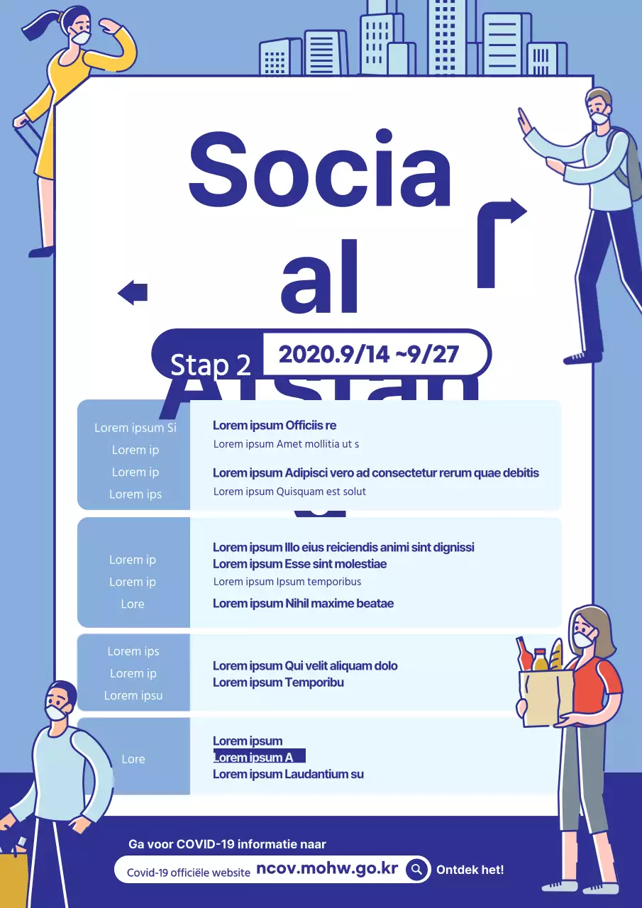 Een eenvoudige regelverklaring met een blauwe, ziekenhuisgerelateerde illustratie