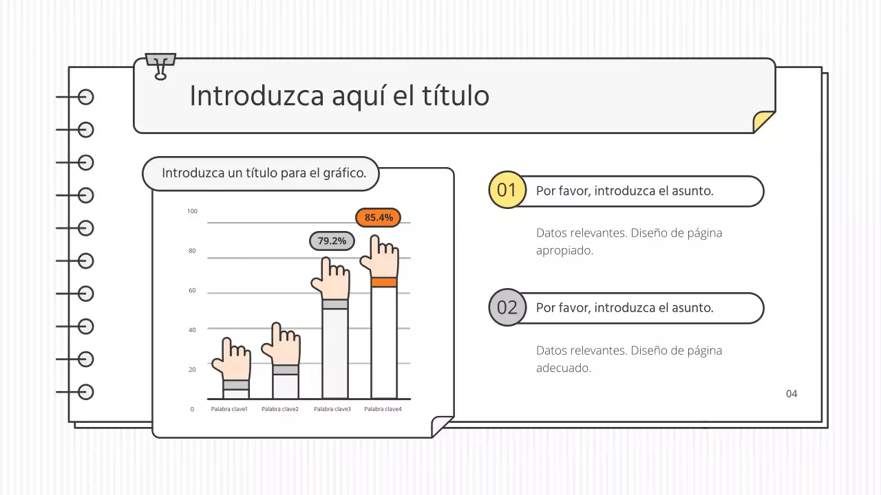Kit de presentación educativa conceptual en blanco y colores de acento