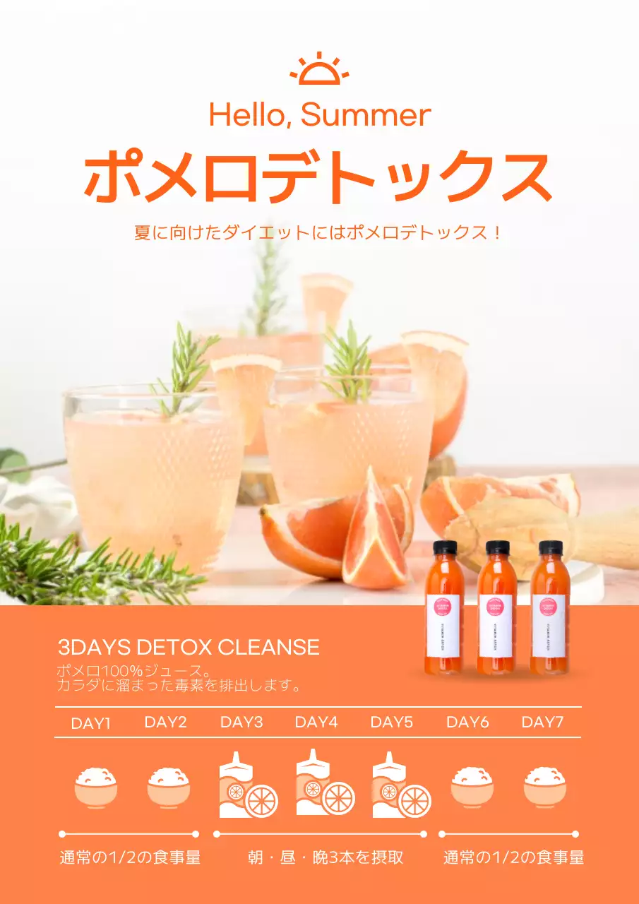 オレンジ シンプル デトックス ポスター