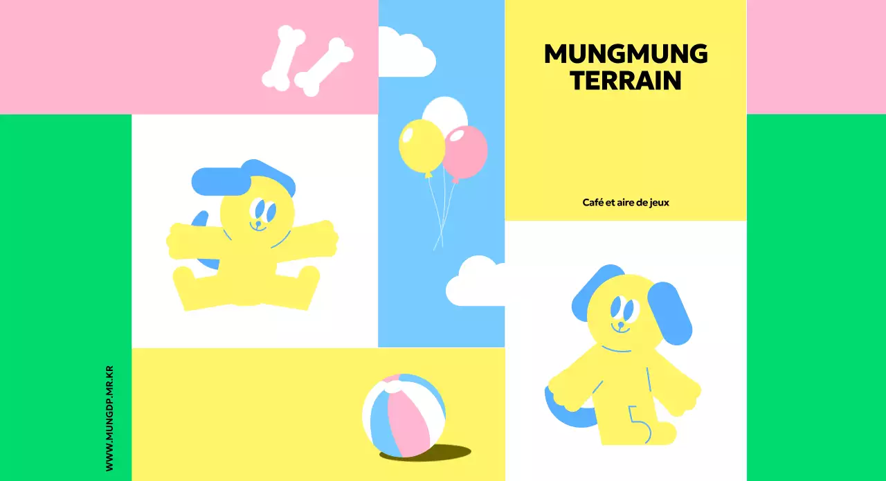 Promouvoir le terrain de jeu de votre chien grâce à des illustrations mignonnes et des couleurs vives