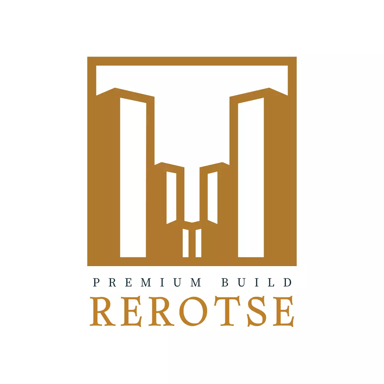 茶色 モダン 建設 ロゴ