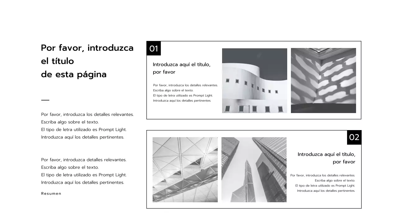 Presentaciones en blanco y negro