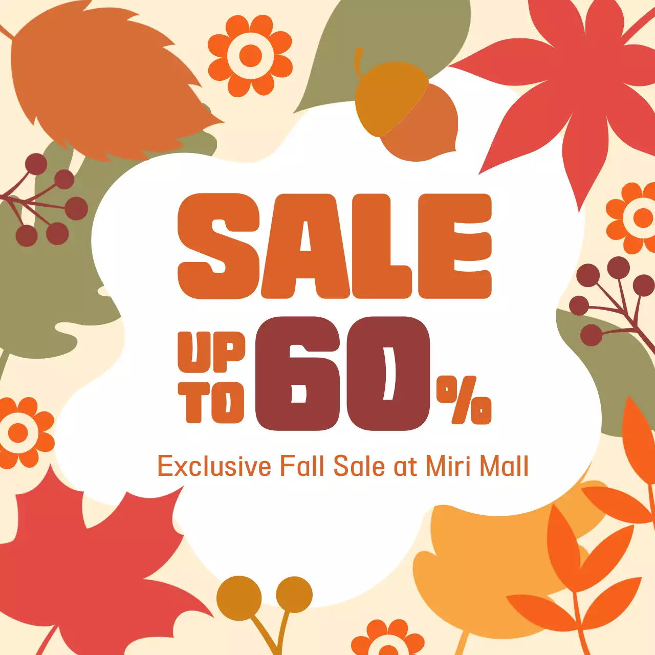 오렌지 레트로 가을 프로모션 소셜 미디어 게시물