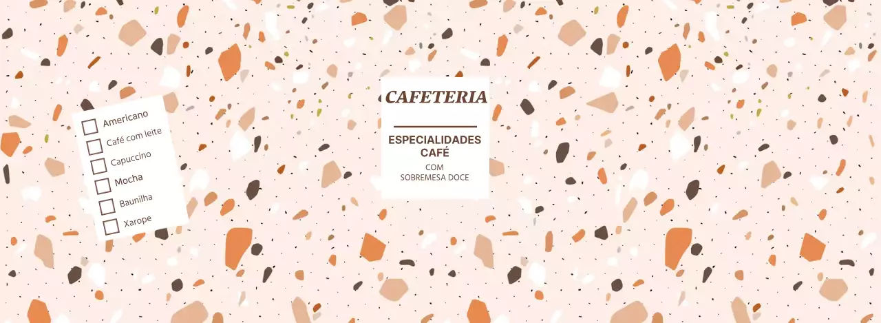 Recipiente de papel para exposição de menu de bebidas de café com padrão de formas coloridas