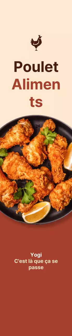 Poulet promotionnel moyen sur fond brun, ivoire