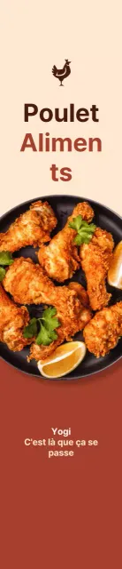 Poulet promotionnel moyen sur fond brun, ivoire