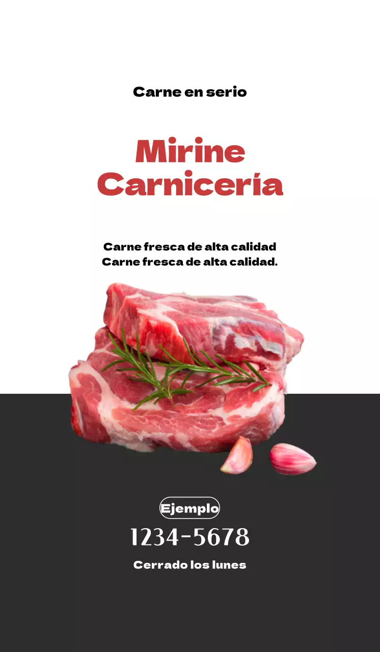 Promocione su carnicería con un aspecto limpio en blanco y gris