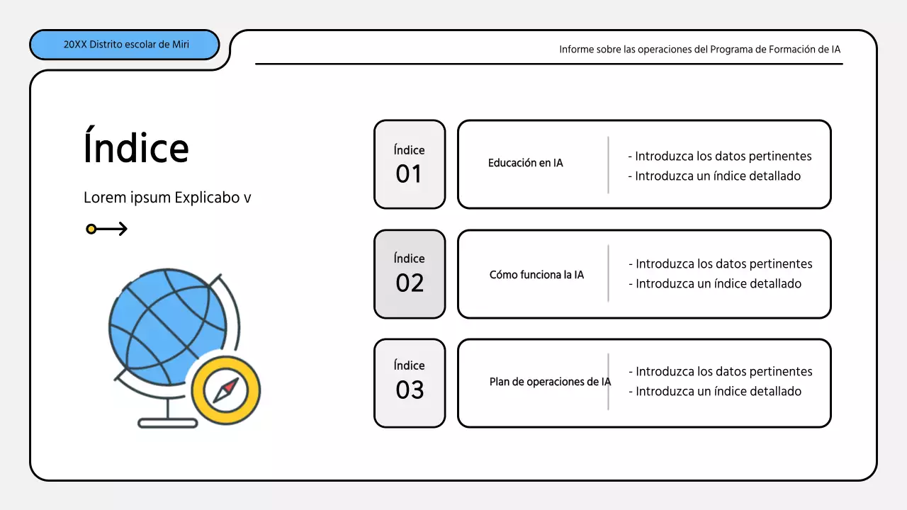 Kit de presentación de informes de formación en azul y amarillo