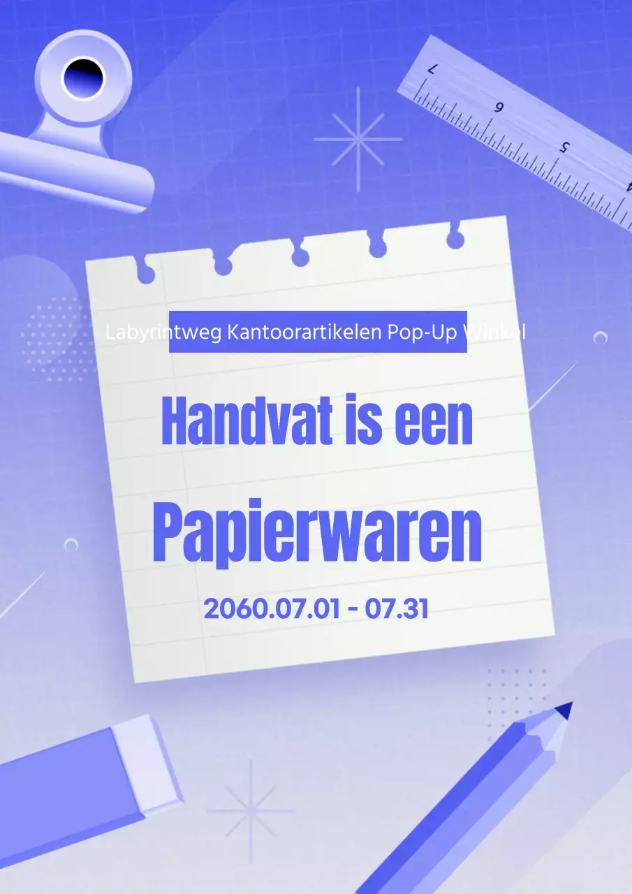 Modern kantoorbenodigdheden evenement in blauw kleurverloop