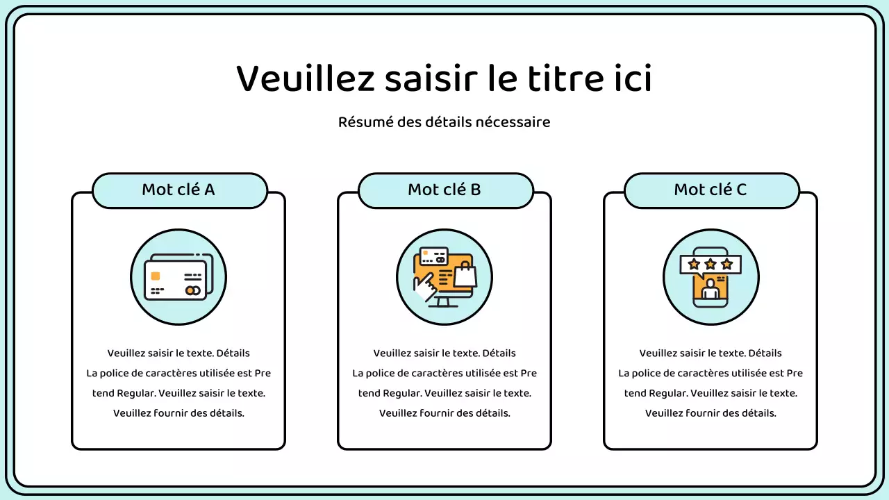 Mettez en évidence les mots-clés dans un style de ligne simple en jaune et menthe.