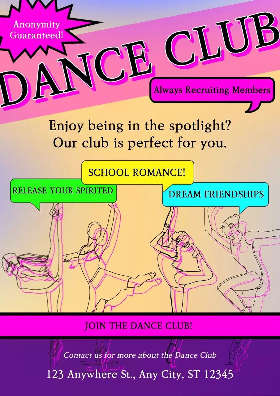 Pink Trendy Dance Recruitment Poster