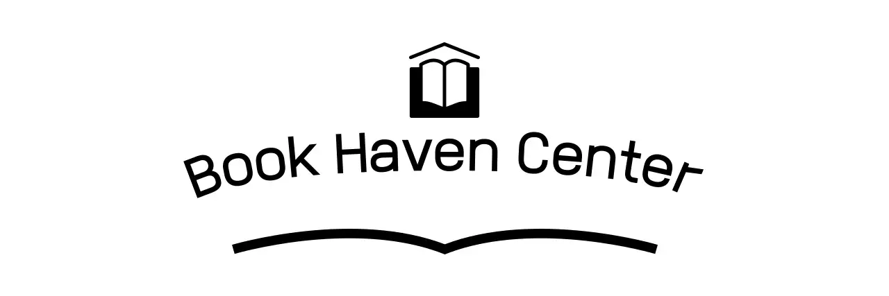 Public institution library center with book illustration logo