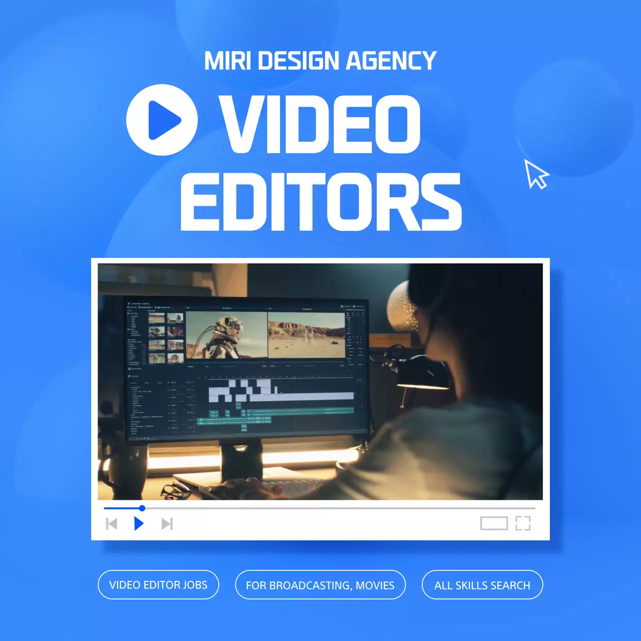 블루모던 비디오 채용 소셜 미디어 게시물