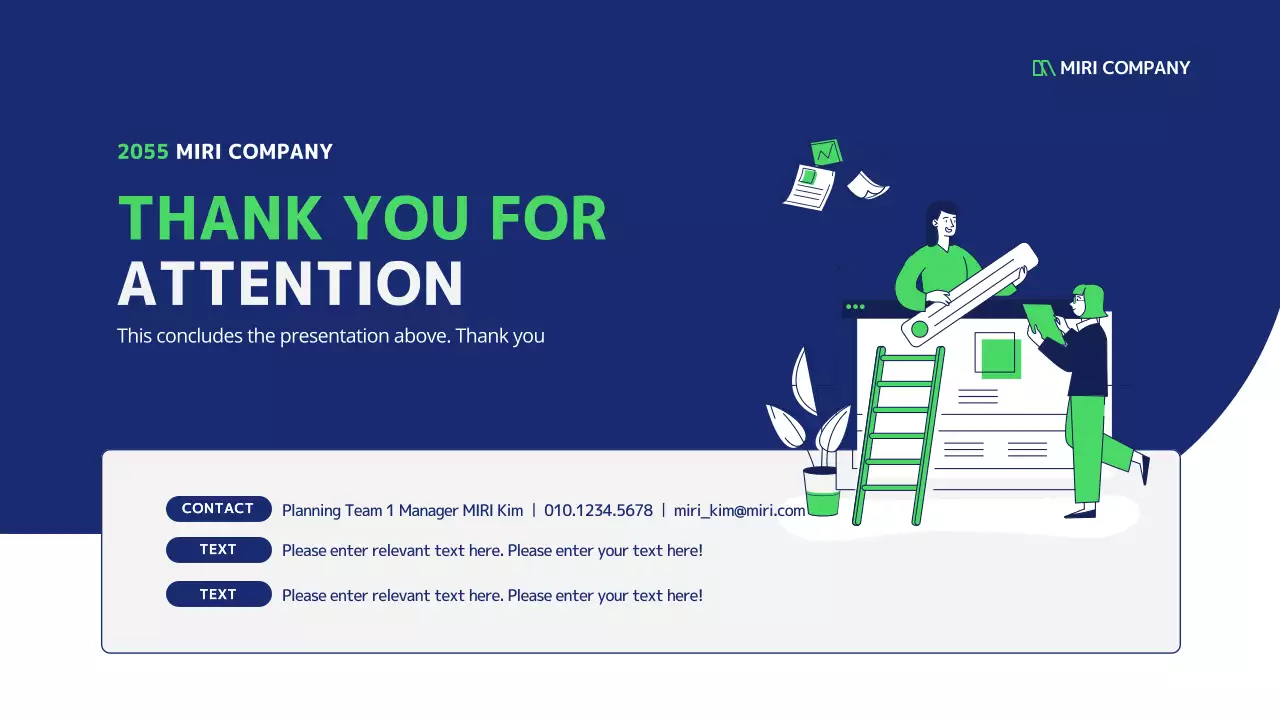 A clean, navy business illustrated report