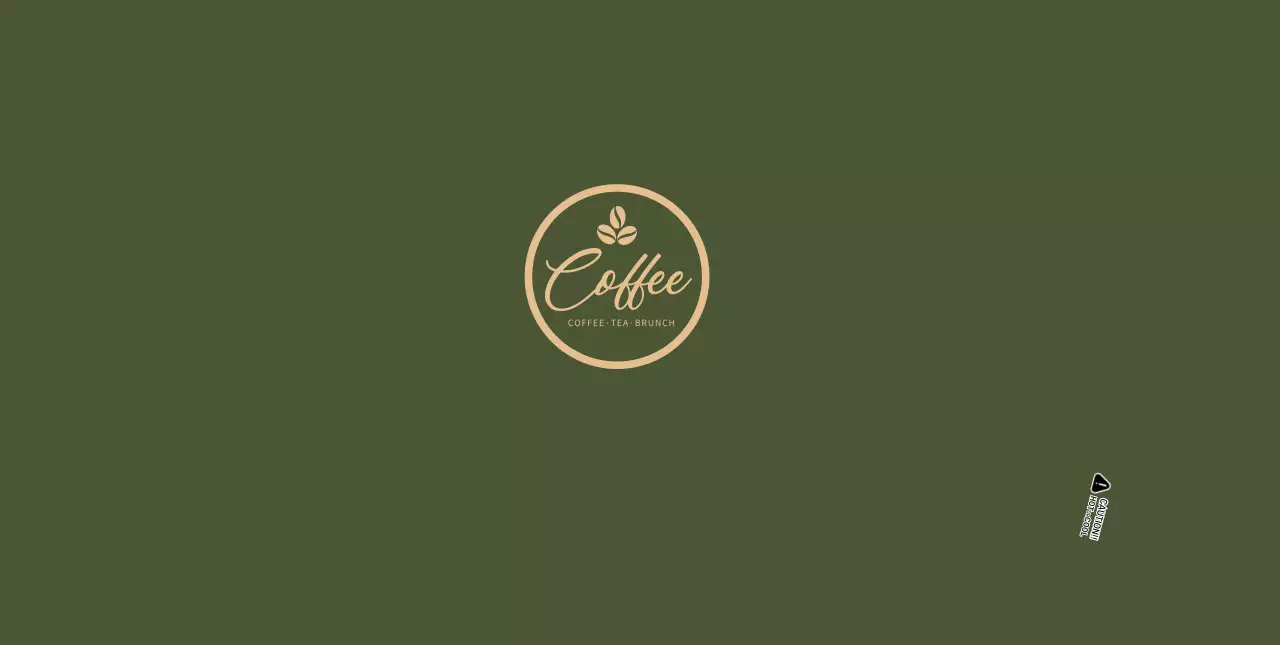 ゴールドとグリーンのカフェ紙コップのデザイン