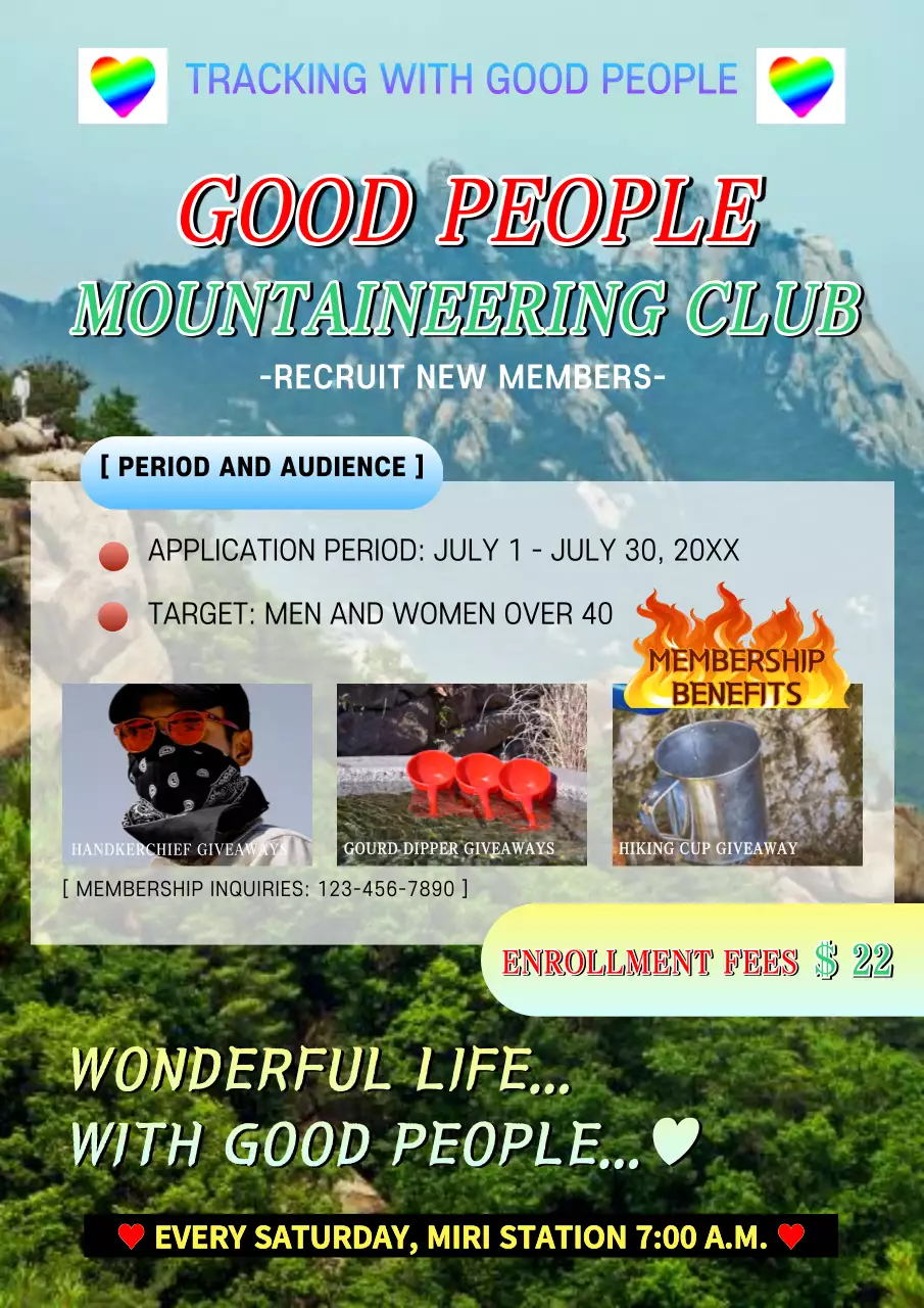 Green Vintage Mountaineering Recruitment Poster