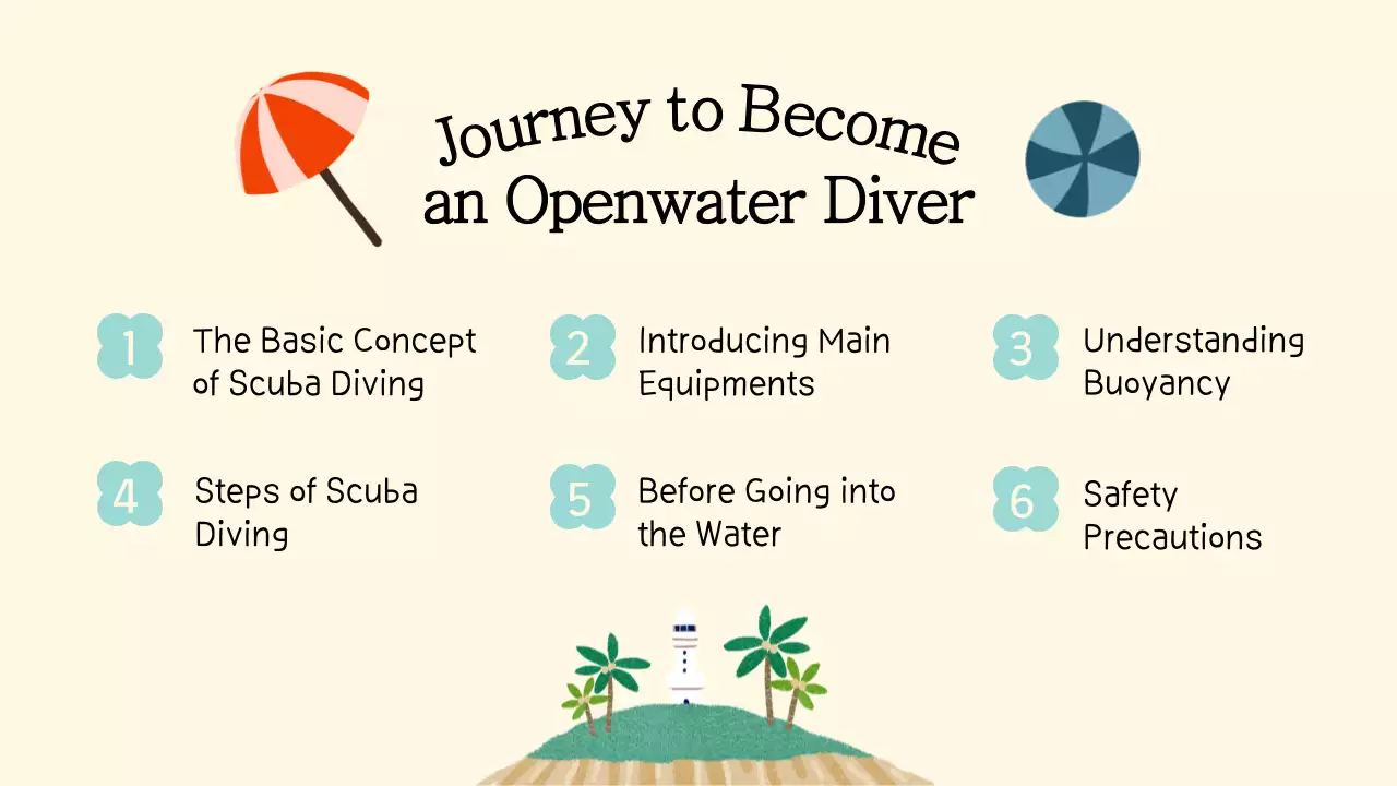 베이지색 심플 스쿠버 가이드 프레젠테이션