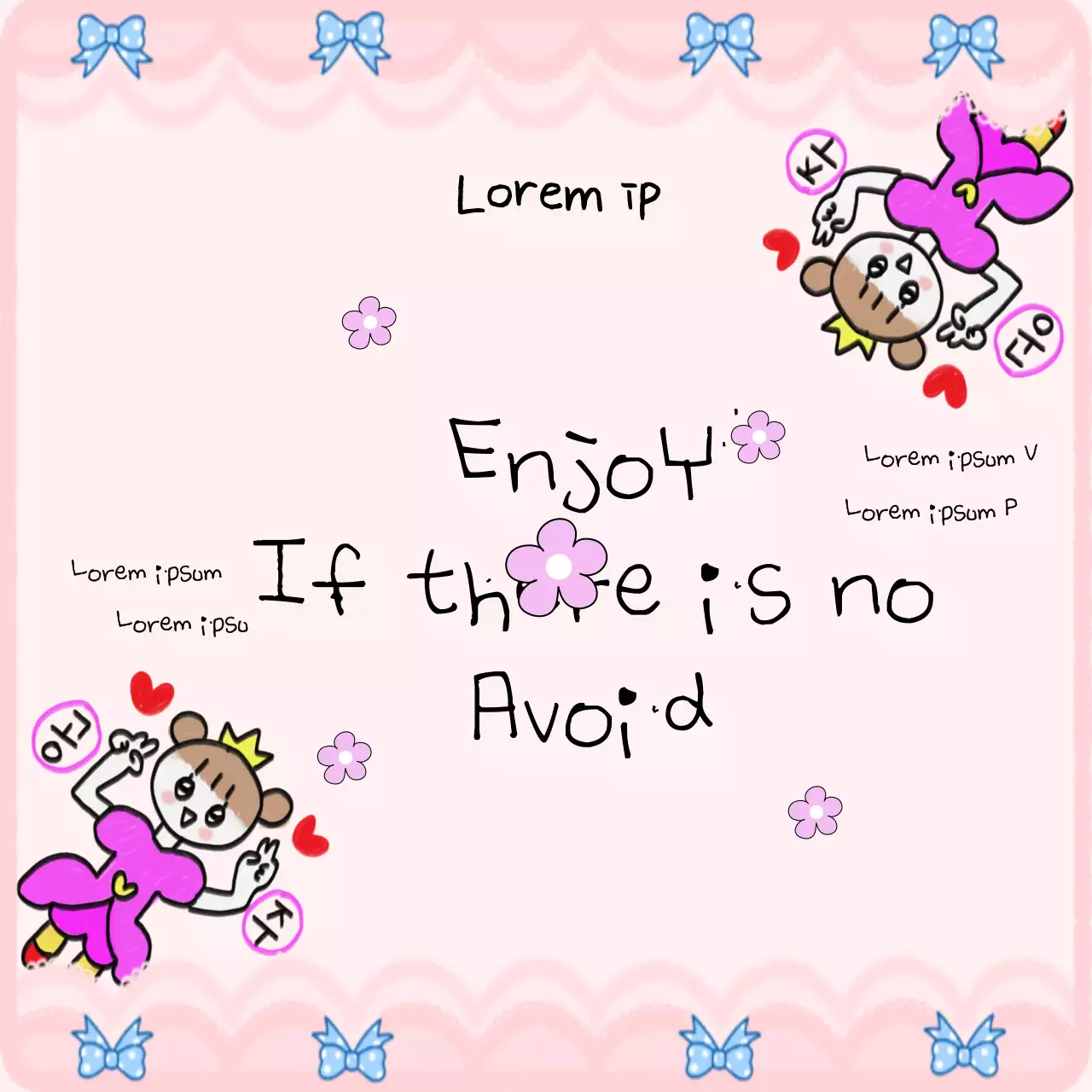 Convite de desenho animado rosa brincalhão para postagem nas redes sociais