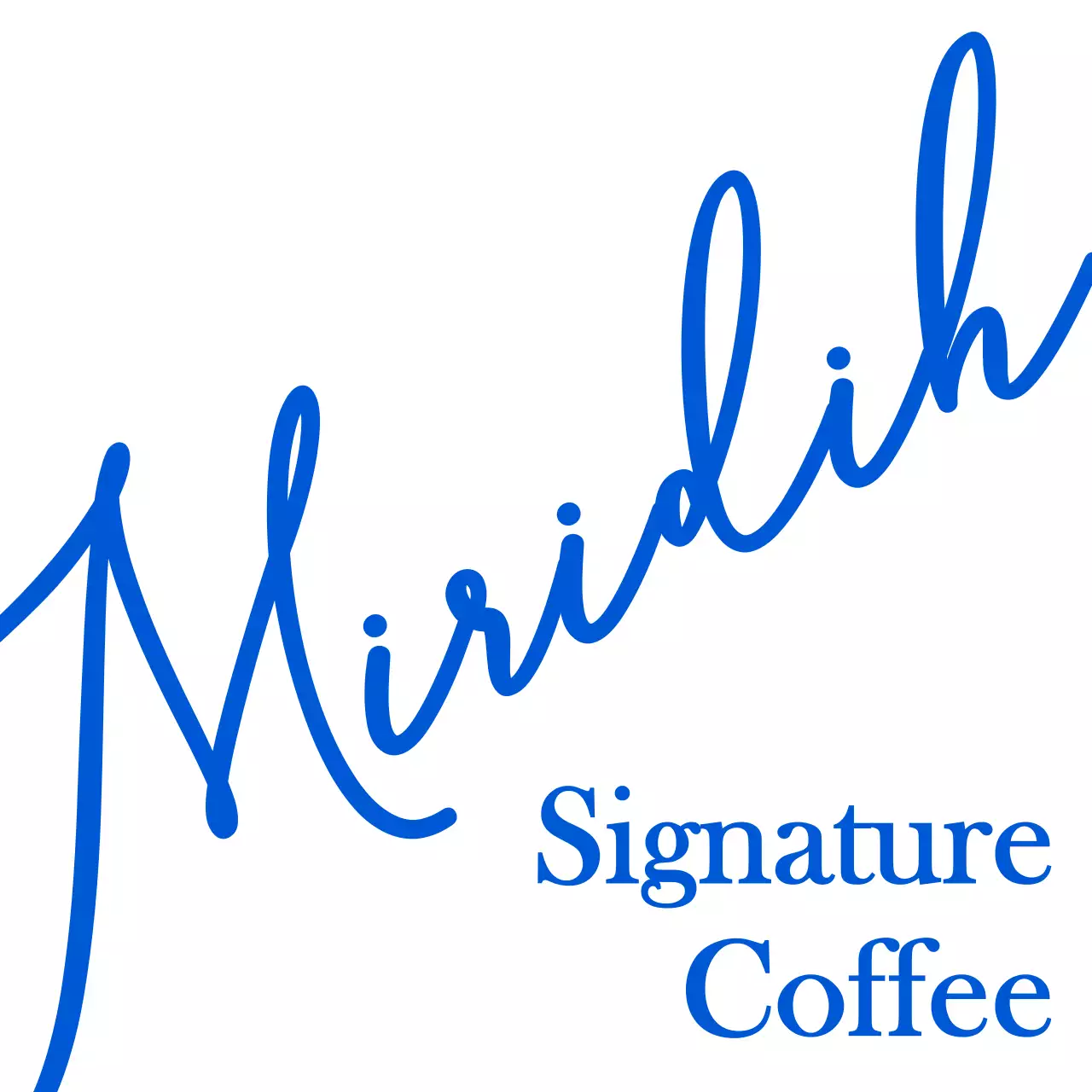 Biru cerah, tulisan tangan yang emosional dan gaya kombinasi teks untuk promosi kafe dan barang dagangan