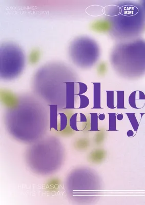 Cartaz promocional de frutas abstratas roxas