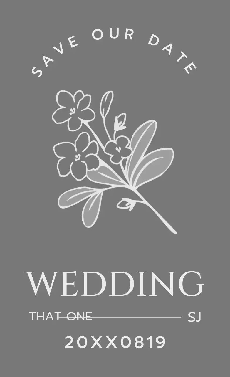 For wedding invitations with a dark gray flower and bird illustration.