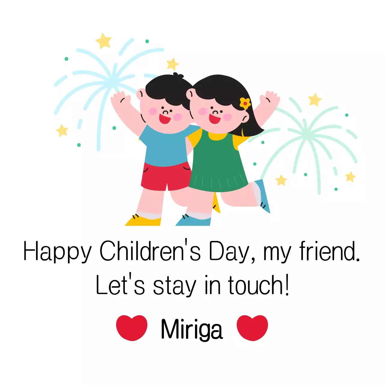 Lời chào ngày thiếu nhi với hình minh họa đứa trẻ với nền pháo đầy màu sắc