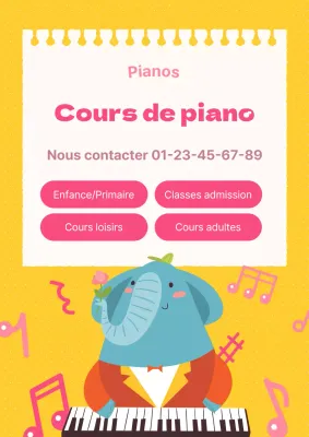 Promouvoir de jolies leçons de piano en jaune