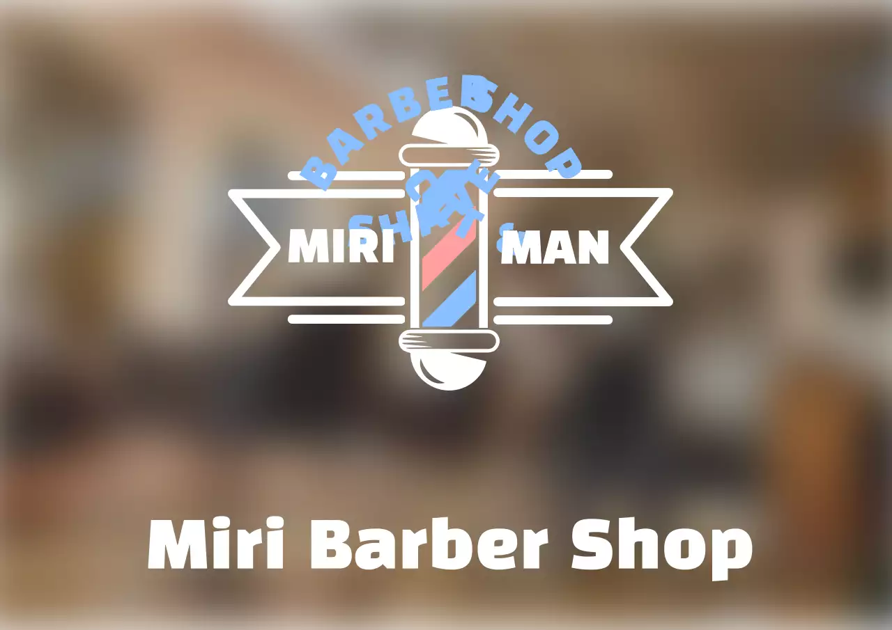 Barbershop design with clean white and blue illustrations