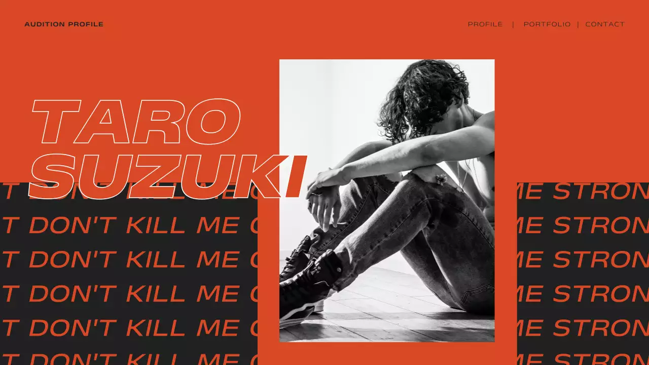 オレンジ モダン ダンス ポートフォリオ プレゼンテーション