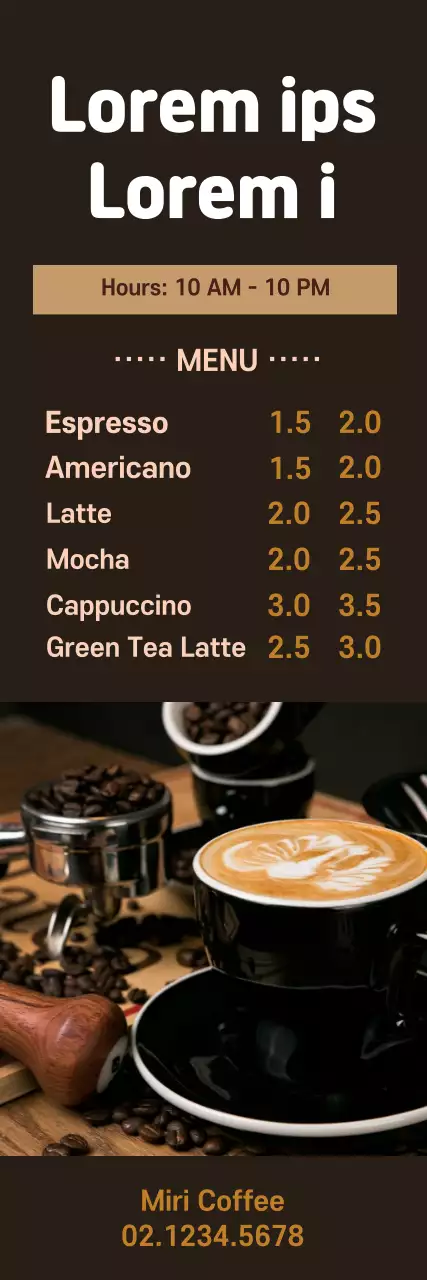 Banner de menu de café minimalista preto