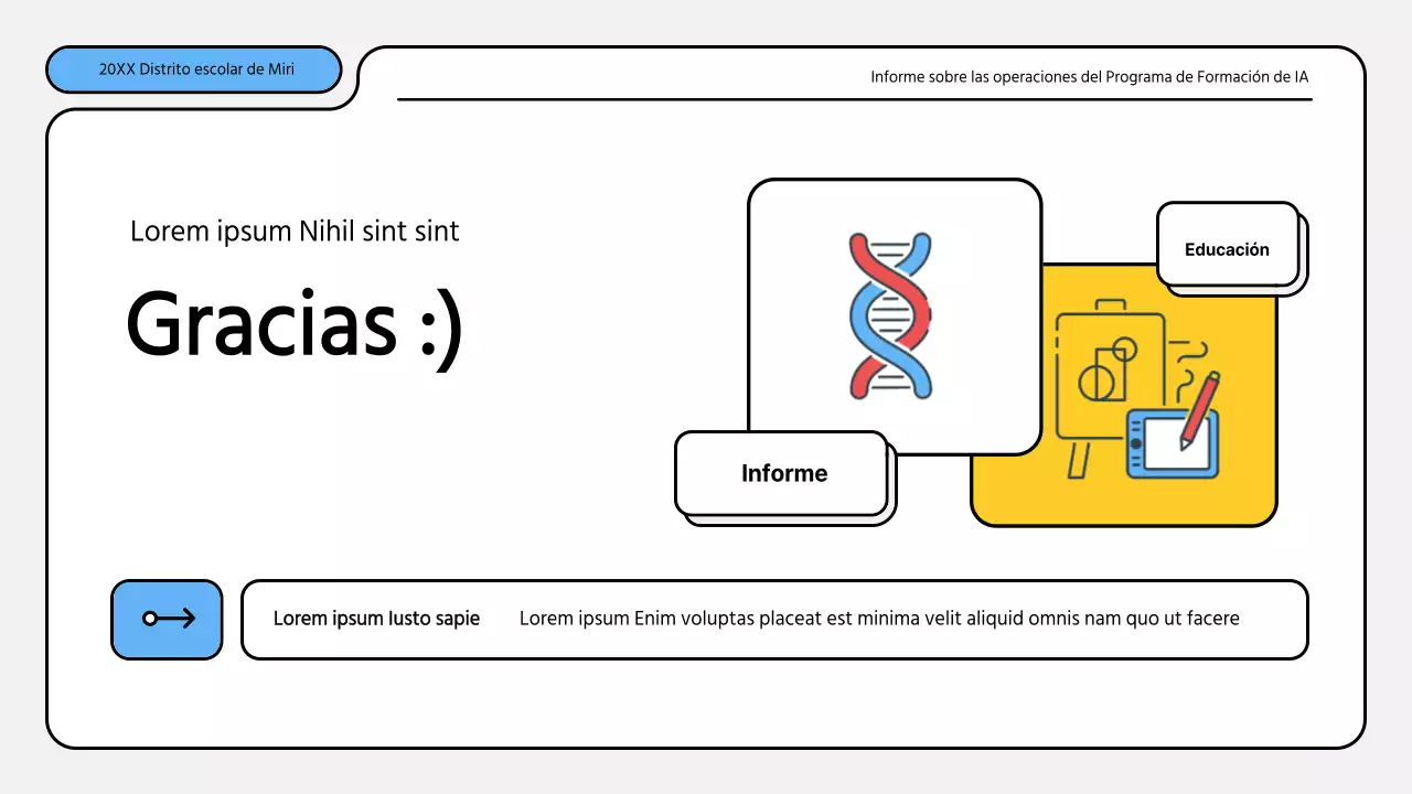 Kit de presentación de informes de formación en azul y amarillo