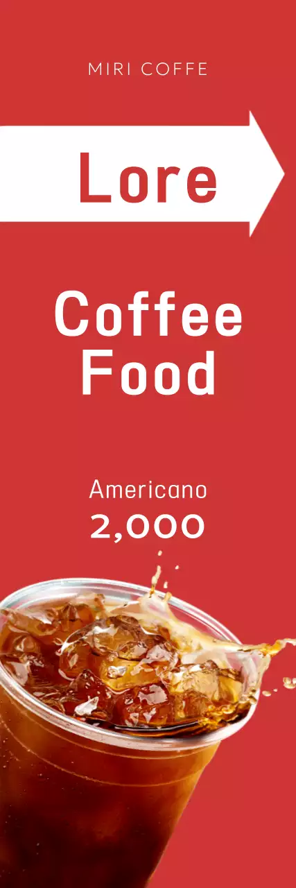 Promoting a simple cafe, highlighted by an arrow on a red background
