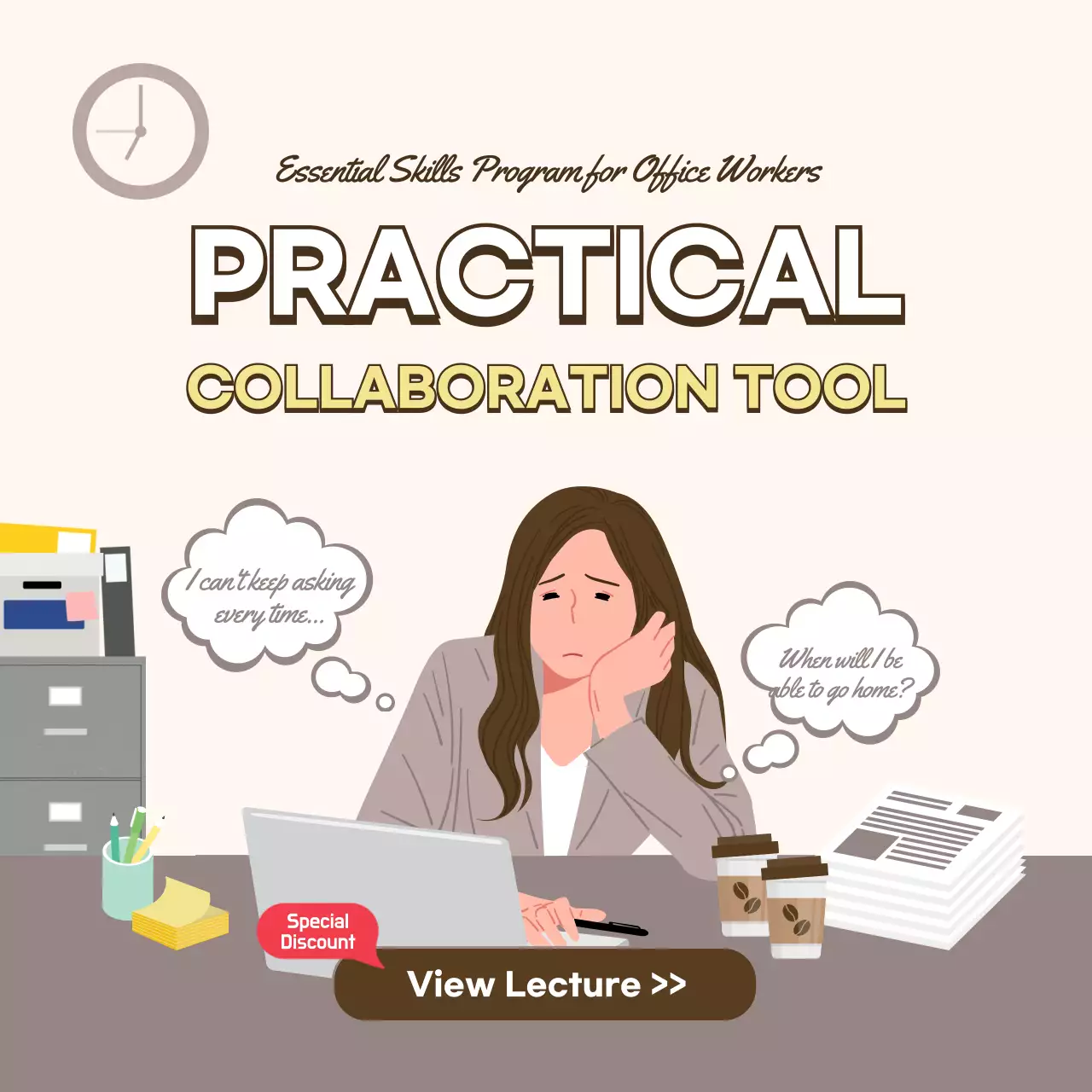 Beige Modern Collaboration Lecture Instagram Post