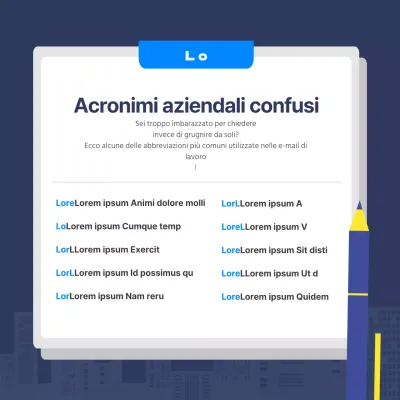 Progettazione di una tabella di acronimi aziendali in blu marino