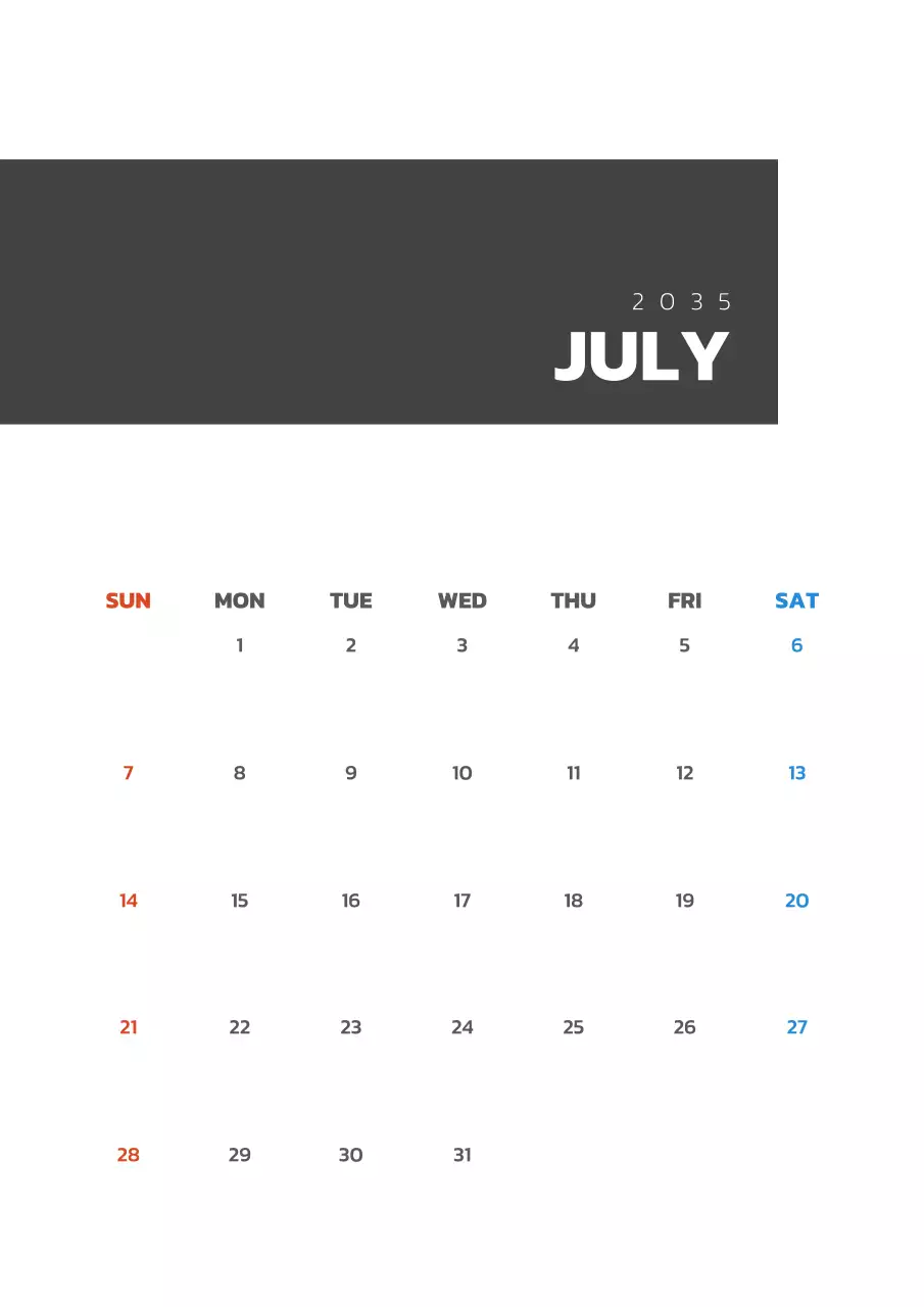 黒と白のシンプルな一枚もののカレンダー