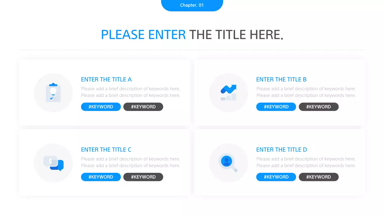 Uma apresentação comercial simples em branco e azul