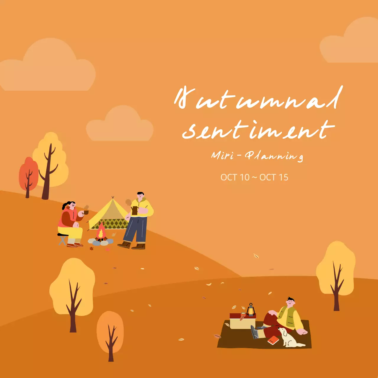 Orange Retro Camping Event Social Media Post