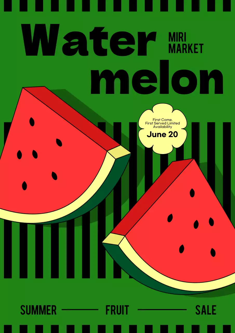 Green Retro Fruit Sale Poster