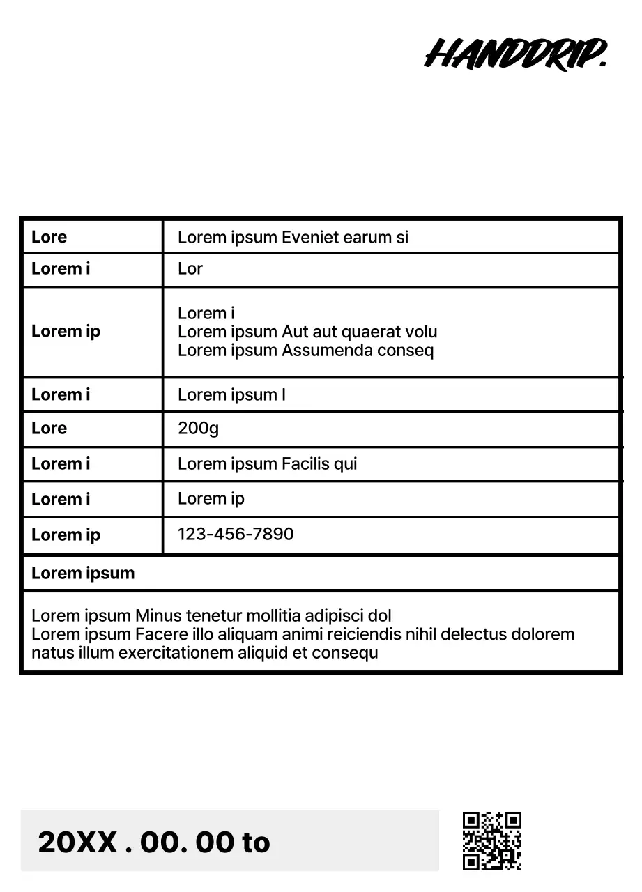 Desain dengan deskripsi kacang dalam teks hitam, kasar, dan ditulis tangan